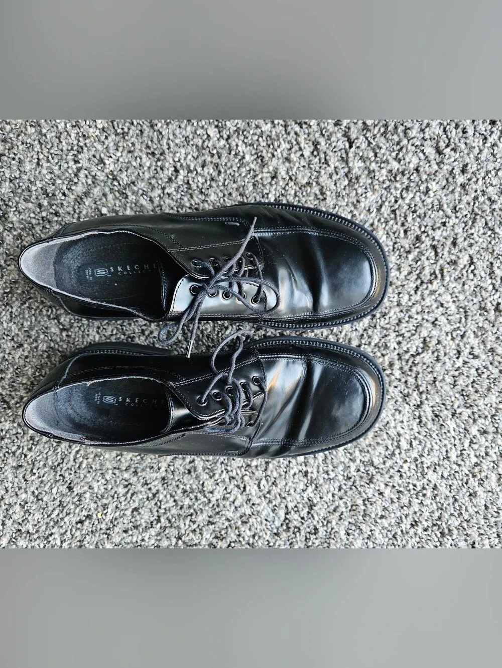 Vintage Skechers Men's Black Leather Lace-Up Oxford Dress Shoes Size 11